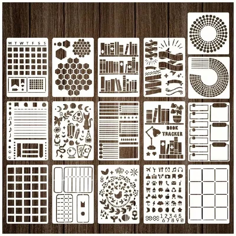 1 Set Journal Stencil Templates Geometric Pattern Drawing Stencils for Planner Notebook DIY Art Multiple Sizes 4.13–5.83 inch
