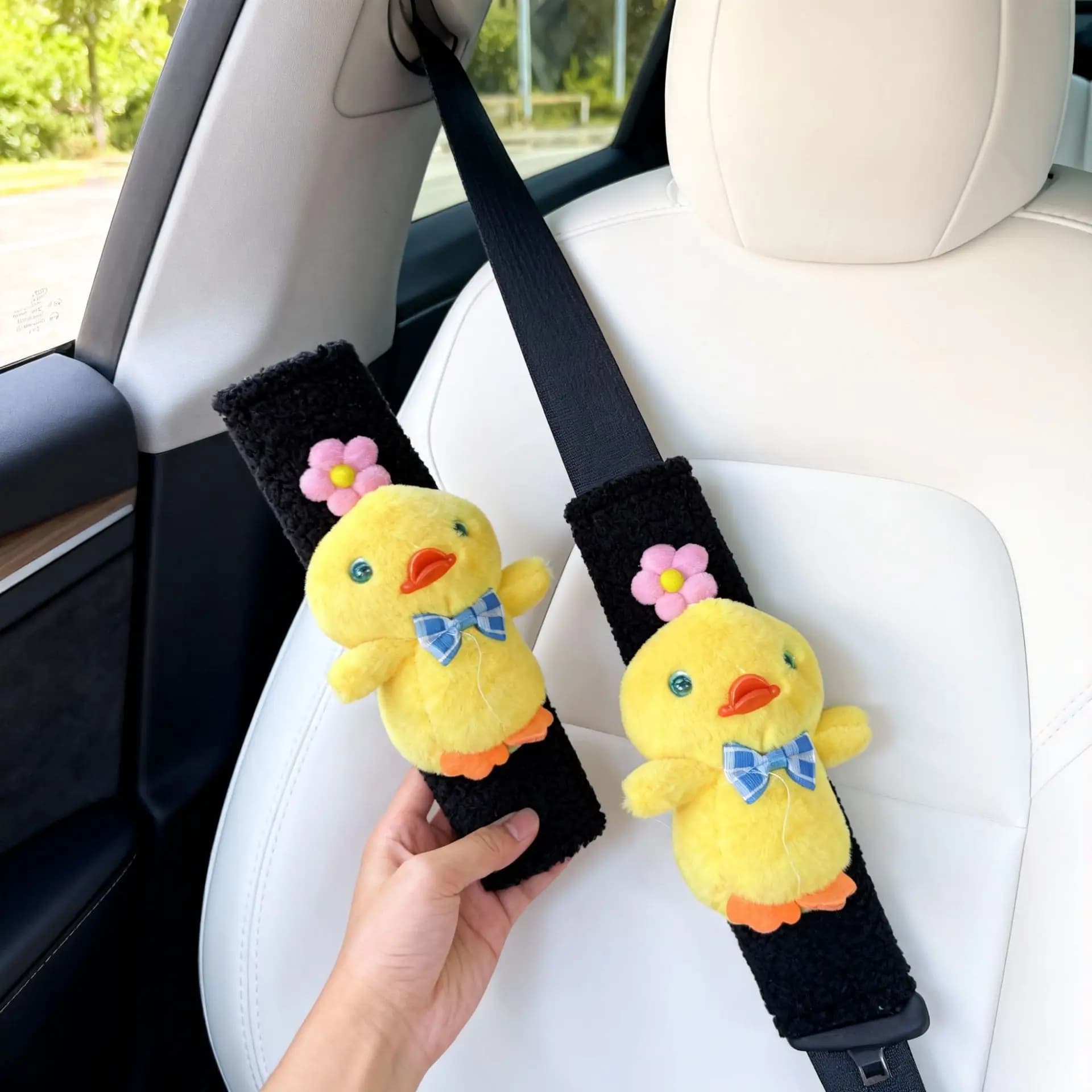 Covers Safety Belt for Paperella Yellow Shape Cars, Auto Decoration with Flake, Safety Belt Soft Protector