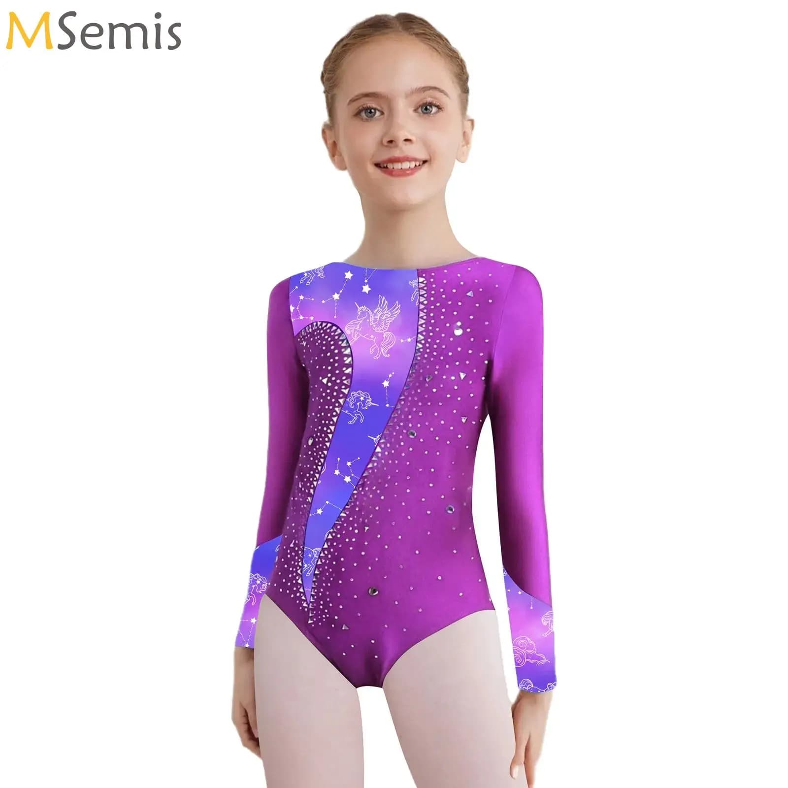 Costume da balletto per bambina con strass scintillanti, body da ginnastica, body artistico, pattinaggio su ghiaccio