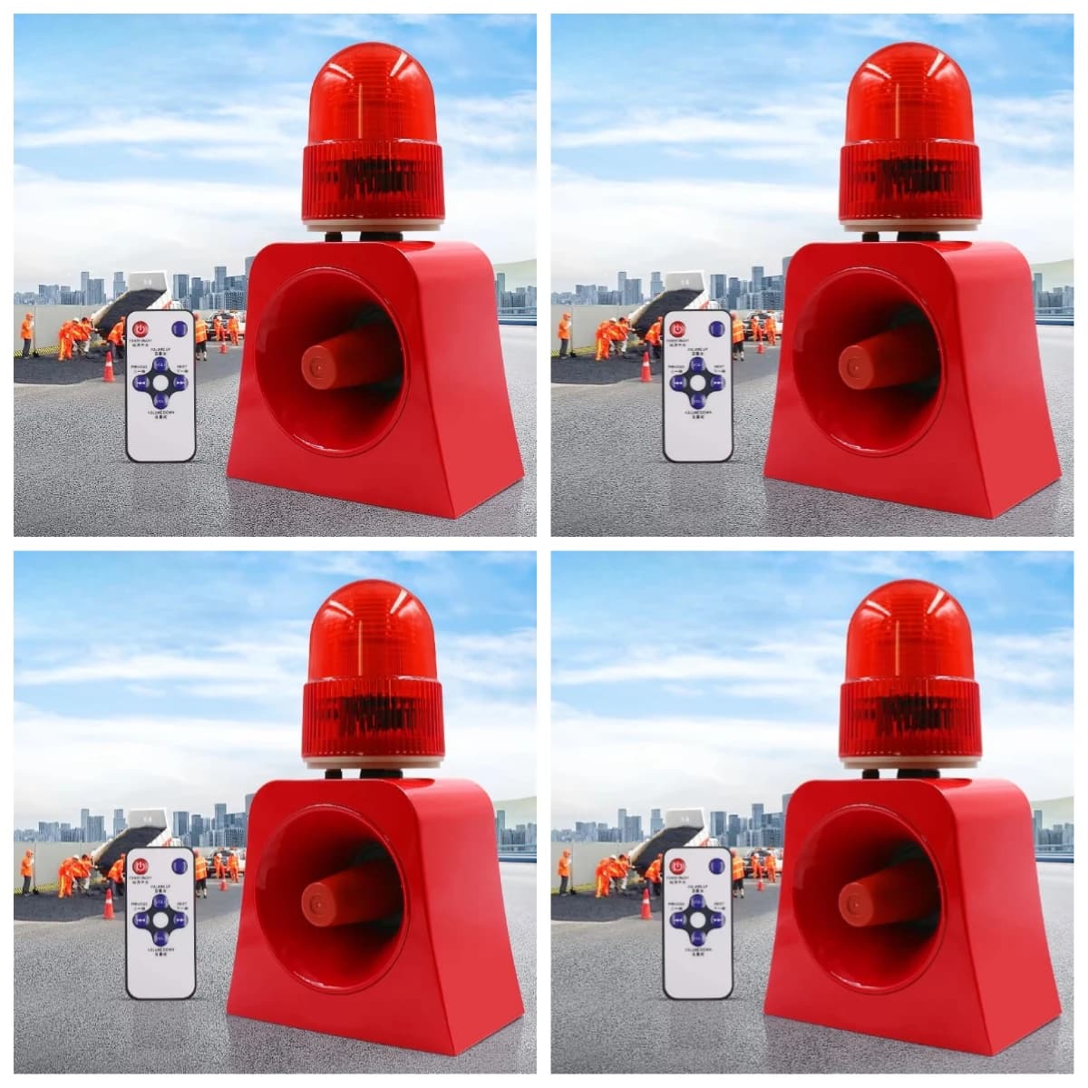 Outdoor Wireless PIR Motion Sensor Red LED Sound & Light Alarm Customizable MP3 Audio DC12-24V/AC220V Compatibility