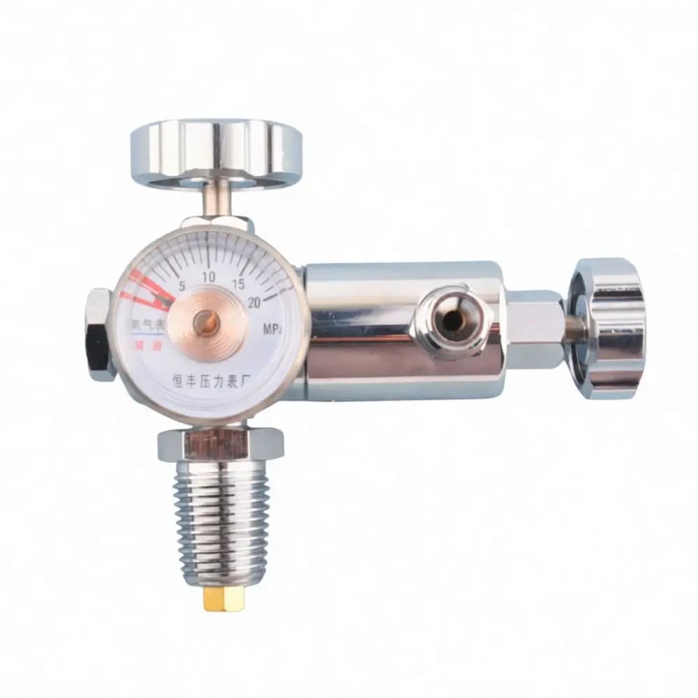 Sturdy Aluminum Alloy Oxygen Regulator Valve Kit For Medical Ventilator Ambulance Use Accurate Pressure Gauge Flow Control Devic
