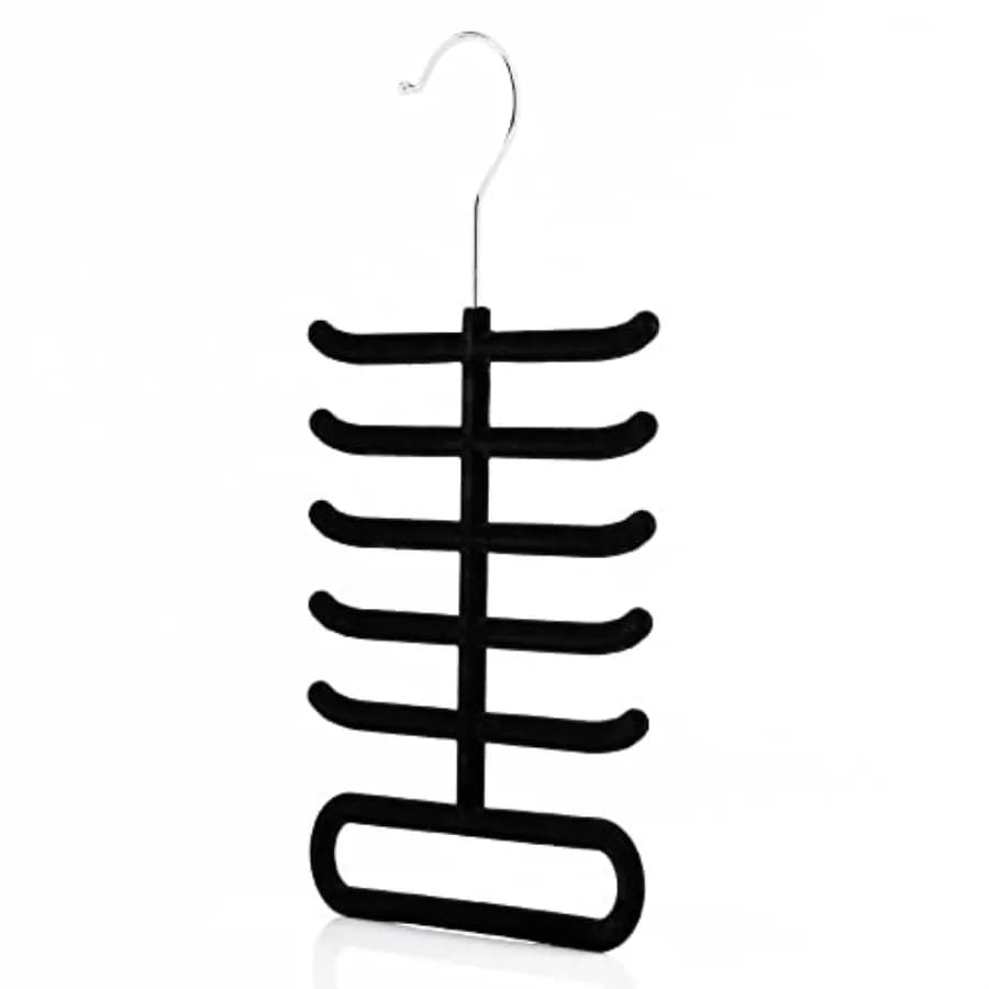 Appendiabiti singolo nero floccato per cravatte e cinture, antiscivolo, in metallo, per accessori e abbigliamento