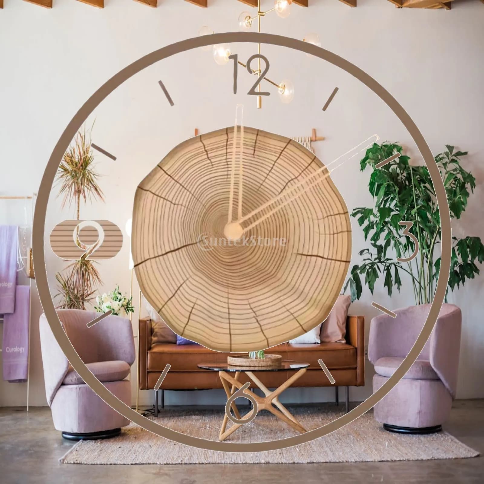 Wall Hanging Clock Quiet Simple Arabic Numerals Unique Round Decorative Clock Wall Ornament for Nursery Study Home Decoration