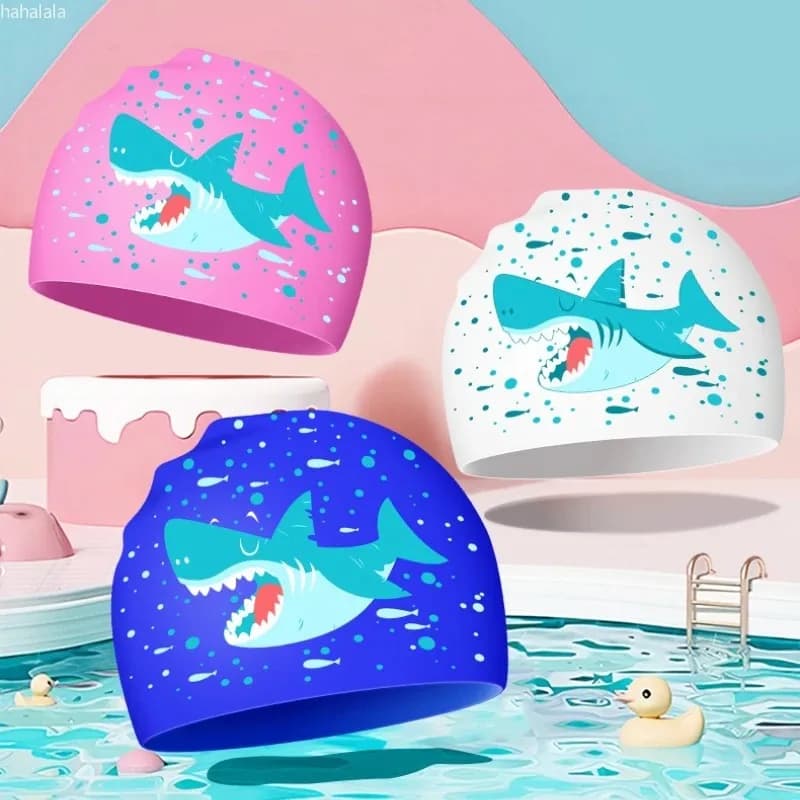 Kids Silicone Swimming Cap Funny Character Swim Hat Waterproof Elastic Children Swimming Cap Bathing Cap for Boys Girls