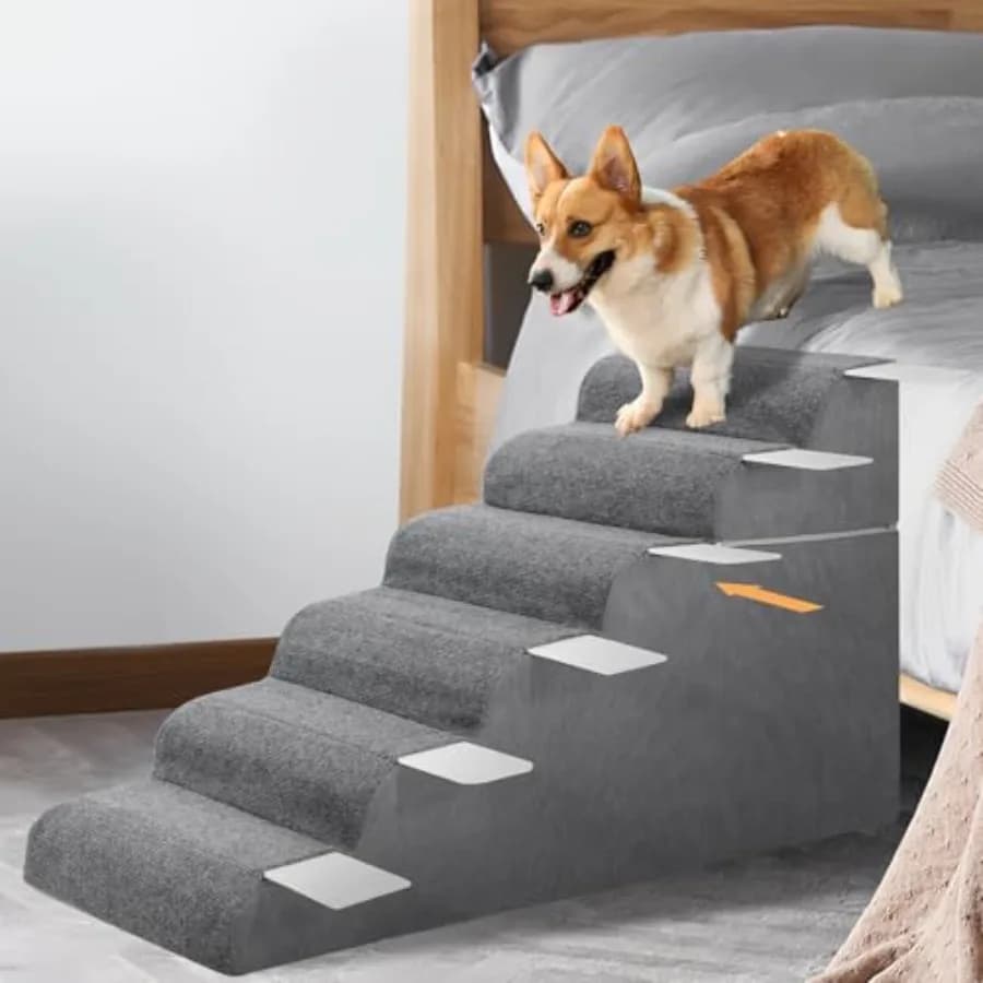 Scala per Cani a 6 Gradini per Letto Alto, 25,5 Pollici, Impermeabile, per Cani Piccoli, Anziani e Grandi, e Gatti