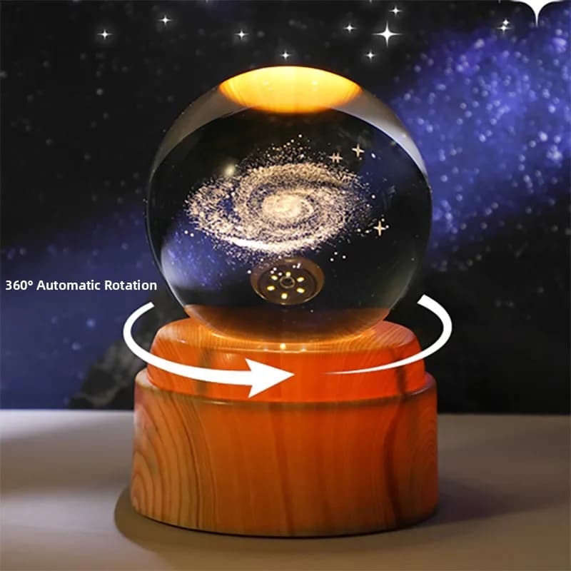 Sfera di Cristallo Luminosa Decorazione da Scrivania, Ornamento Rotante in Vetro, Regalo di Capodanno per Amici, Decorazione per Camera da Letto e Soggiorno