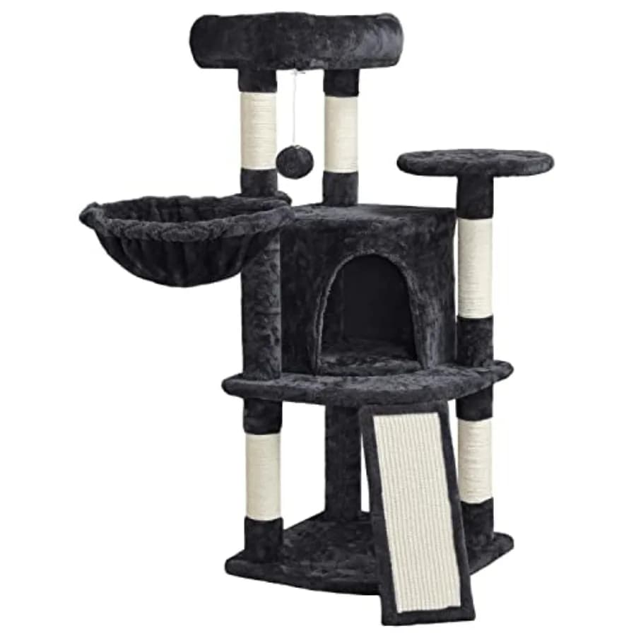 42in Cat Tree Tower for Indoor Cats, Cat Condo with Perch and Hammock, Activity Center, Multi-Level Cat Furniture with Scratchi