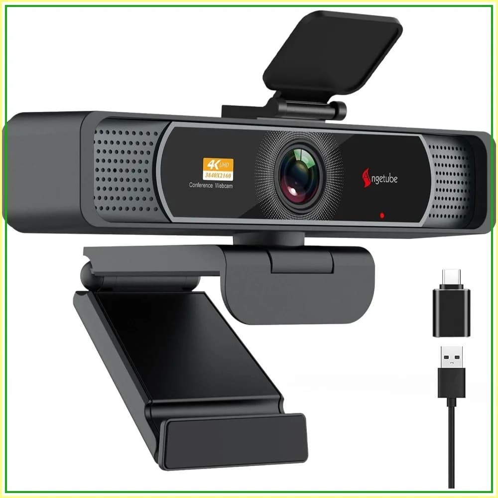 4K Webcam 120° Wide Angle, PDAF Autofocus, Noise-Cancelling Mics, 1080P@60FPS, Privacy Cover