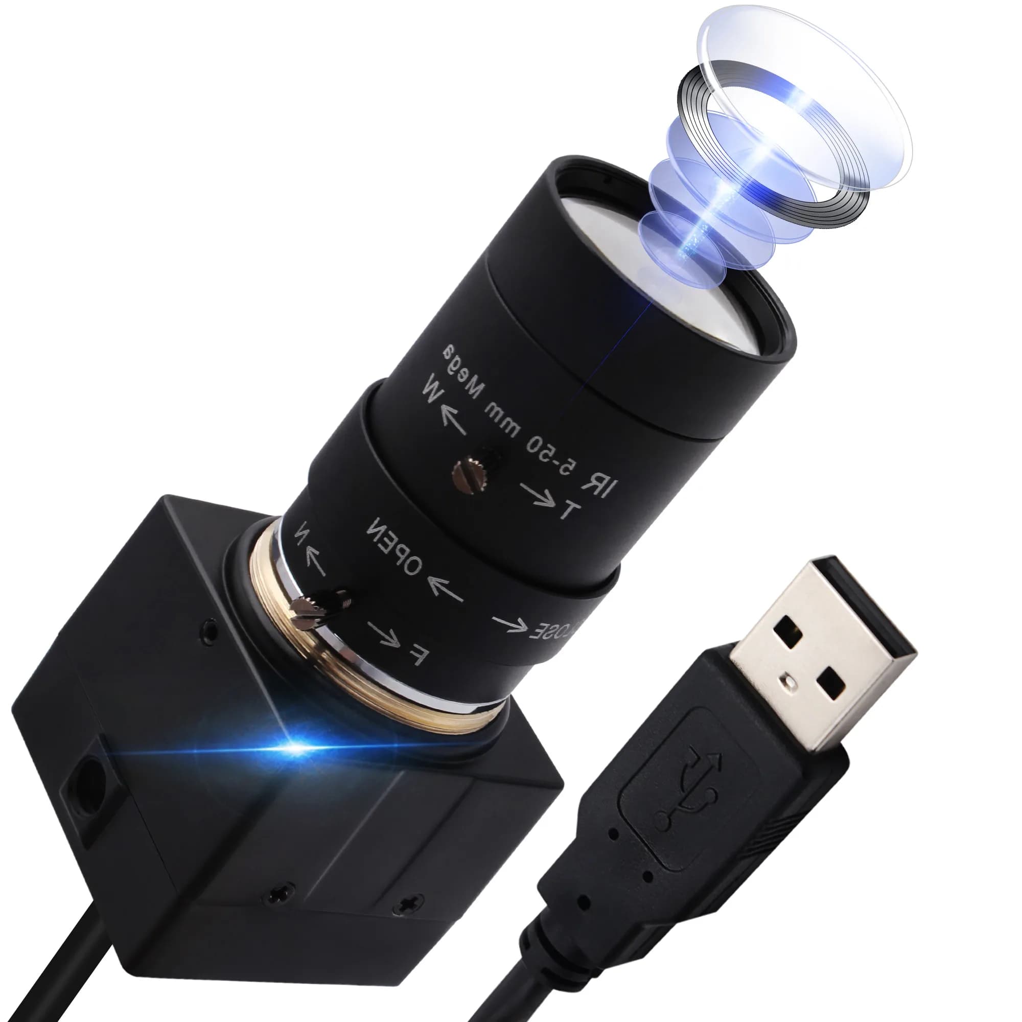 4K Camera IMX415 Sensor 5-50mm Varifocal 10X Optical Zoom Webcam, Action & Sports Camera for Windows Linux Android