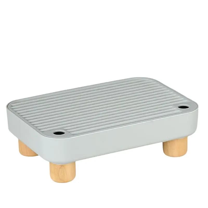 AEE6-Litter Box Step, Litter Box Ramp/Catcher With Wooden Base, Anti-Tracking & Easy To Clean, Ideal For Small Elderly Cats