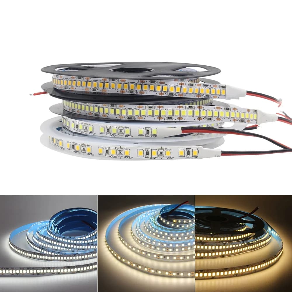 LED Strip 5M 12V SMD 2835 LED Tape 120LED/M 240LED/M Blue Ice White Hot Cold White 12 Volt Striped Flexible Tape Home Decoration Light