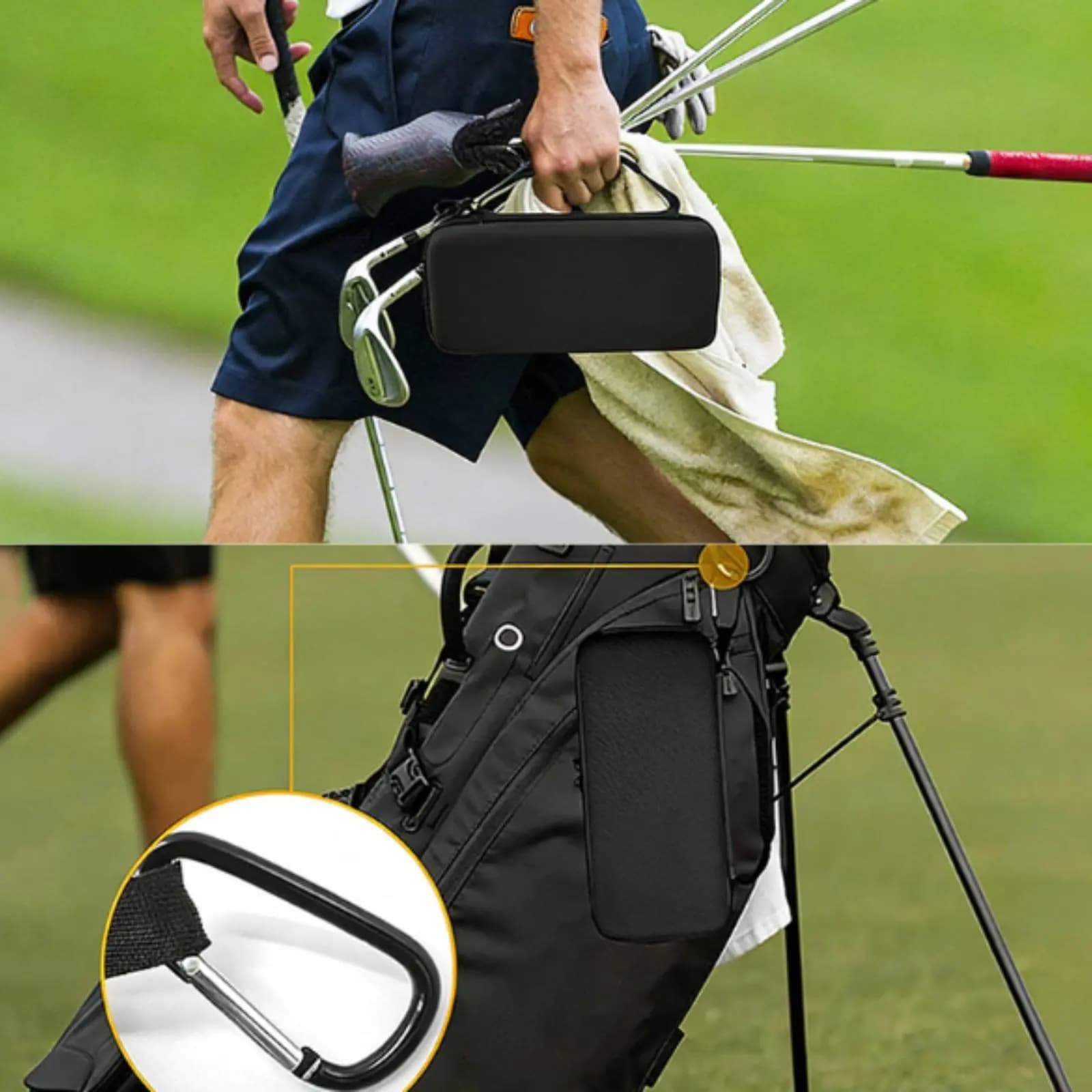 Custodia per accessori sportivi, custodia rigida multi-scomparto, impermeabile, per golfisti