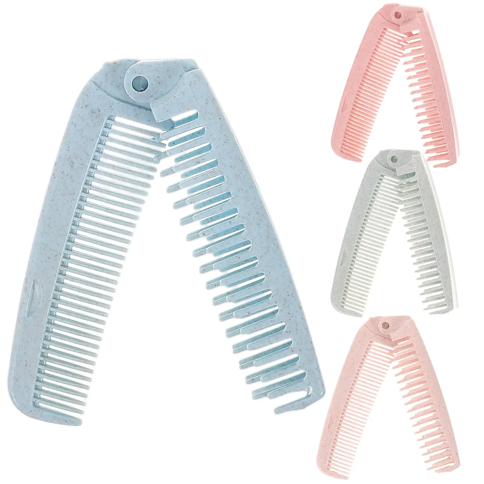 4Pcs Foldable Hair Comb Set Premium Plastic Double-Headed Portable Mini Comb for Travel Home Hotel Salon Straightening Styling