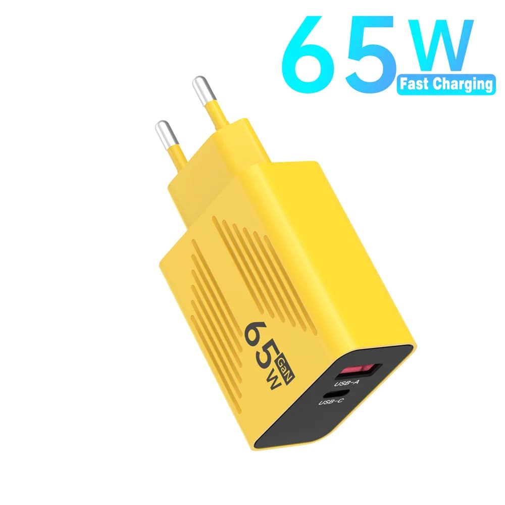 Caricatore USB Type C da 65W GaN, caricatore rapido per telefono, adattatore di alimentazione per iPhone, Samsung, Xiaomi, Huawei, caricatore da parete con spina EU/US/UK