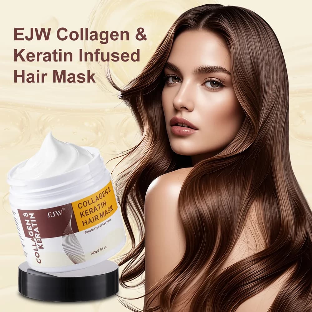 EJW Collagen Hair Mask – Deep Repair with Keratin for Dry Damaged Hair, Split Ends & Breakage –Conditioning Essence for All Hair