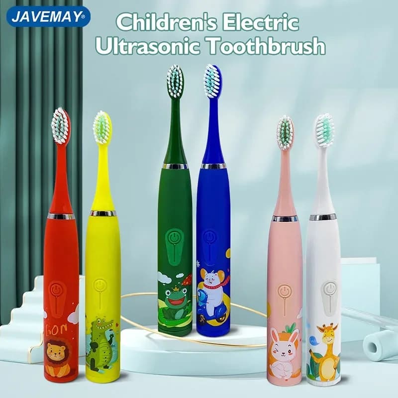 Per bambini Spazzolino elettrico sonico modello cartone animato per bambini con sostituzione della testina dello spazzolino ad ultrasuoni J259
