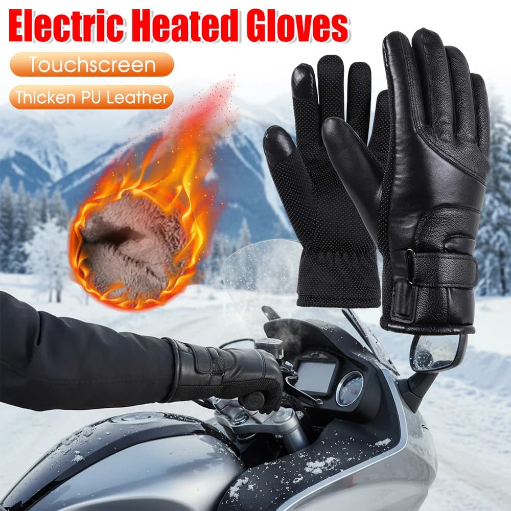 New Electric Heated Gloves Touchscreen Motorcycle Thicken Winter Heated Gloves Warm Heating Thermal Glove For Snowmobile