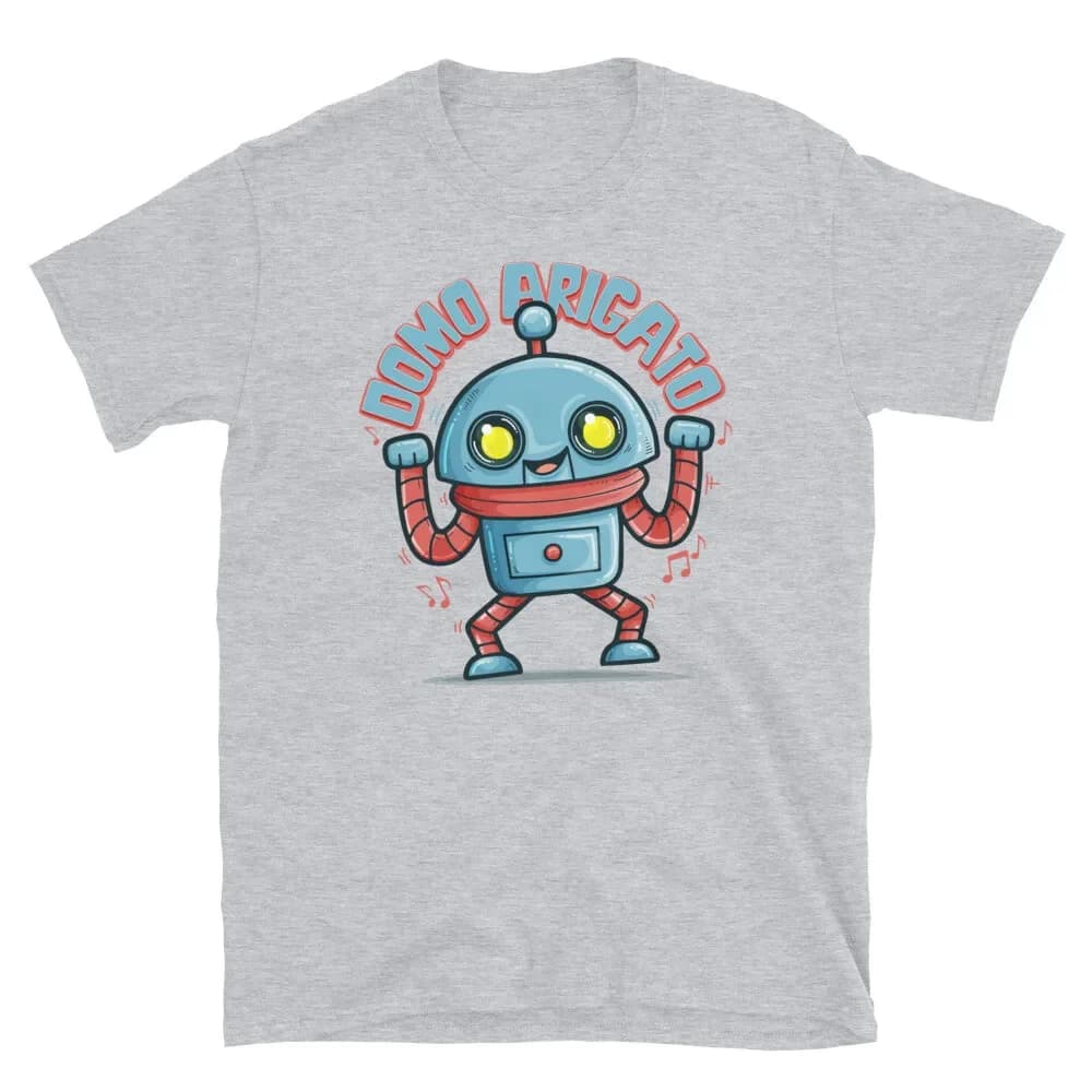 T-shirt unisex a maniche corte Pop Culture Retro anni '80 Music Robot Domo Arigato
