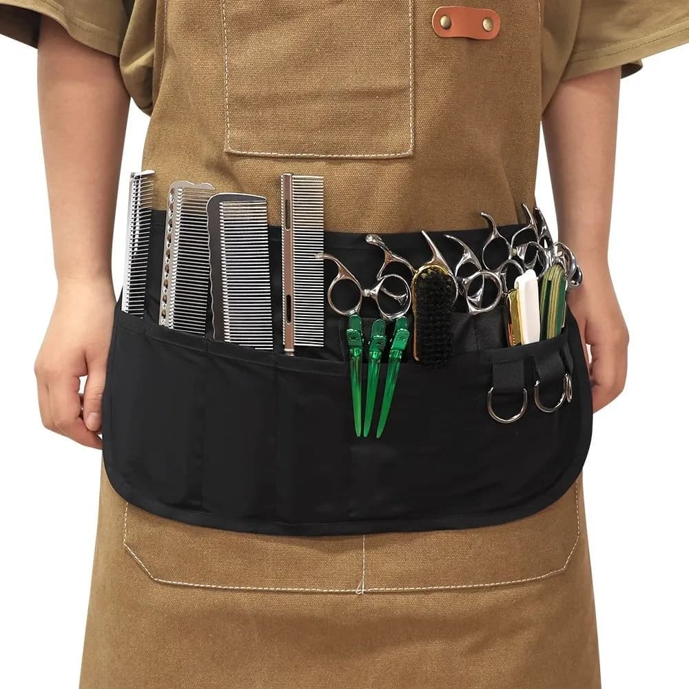Porta Pennelli Professionale per Trucco Cosmetico, Cintura da Artista Impermeabile, Grembiule con 2 Scomparti, Borsa Portaoggetti Antistatica
