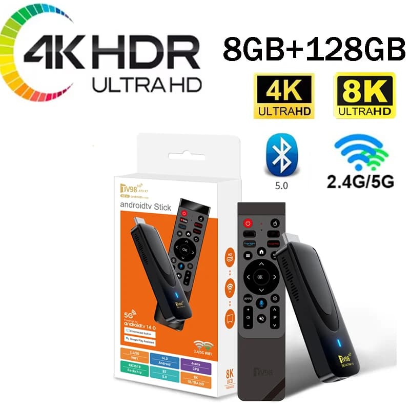TV98 ATV X7 TV Stick Android 14 Rockchip RK3518 Quad Core WiFi 5G 4G Smart TV Stick 8G 128G Smart IPTV Media Player PK MX10 F3