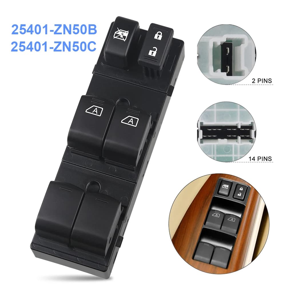 Pulsante console sollevatore interruttore di comando alzacristallo elettrico anteriore sinistro per Nissan Altima Infiniti EX35 EX37 2007-2012 25401-ZN50C