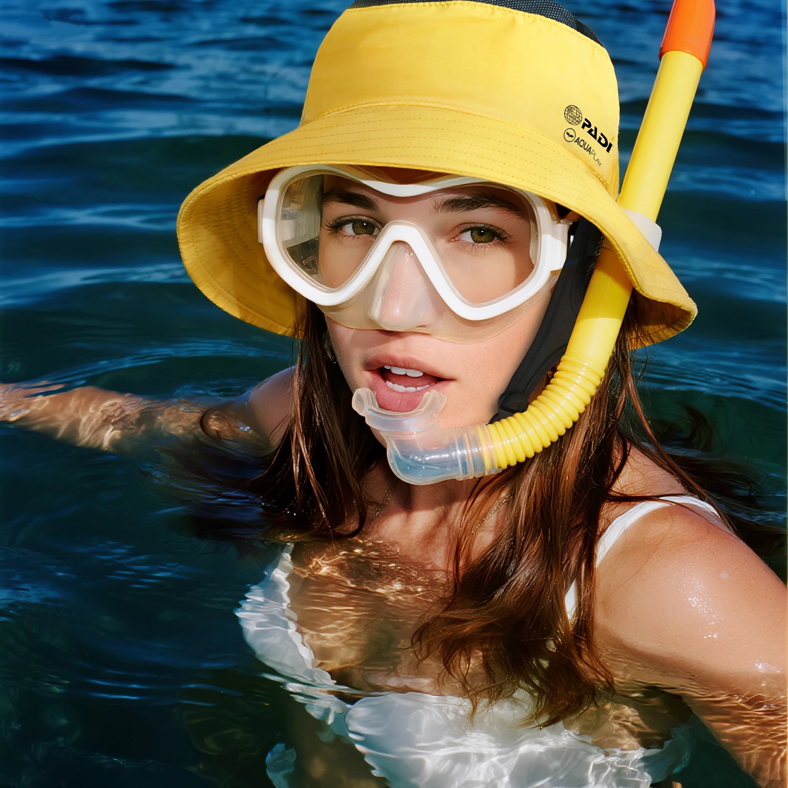 AquaPlay Snorkeling Cap for Adults Sun Hat Beach Surf Hat Fishing Hat Underwater Solar Protection Yellow Hat for Trendy Hiking