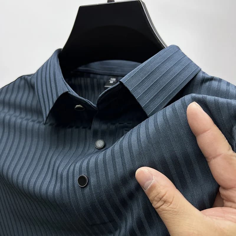 Nuova Polo a Maniche Corte in Seta Ghiaccio per Uomo, Traspirante, Estiva, Elegante, T-Shirt da Lavoro, Abbigliamento Maschile di Marca fino alla 4XL
