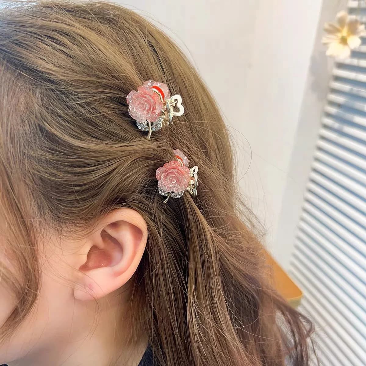 Artigli per capelli piccoli rosa rosa Ragazze Fermagli per capelli con fiori carini Accessori per capelli a forcina Regalo per copricapo da donna