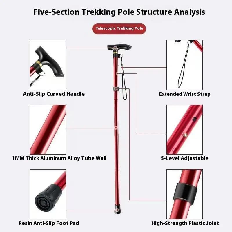 New Telescopic Stick from Trekking in Aluminum Alloy, Foldable Stick for Elderly