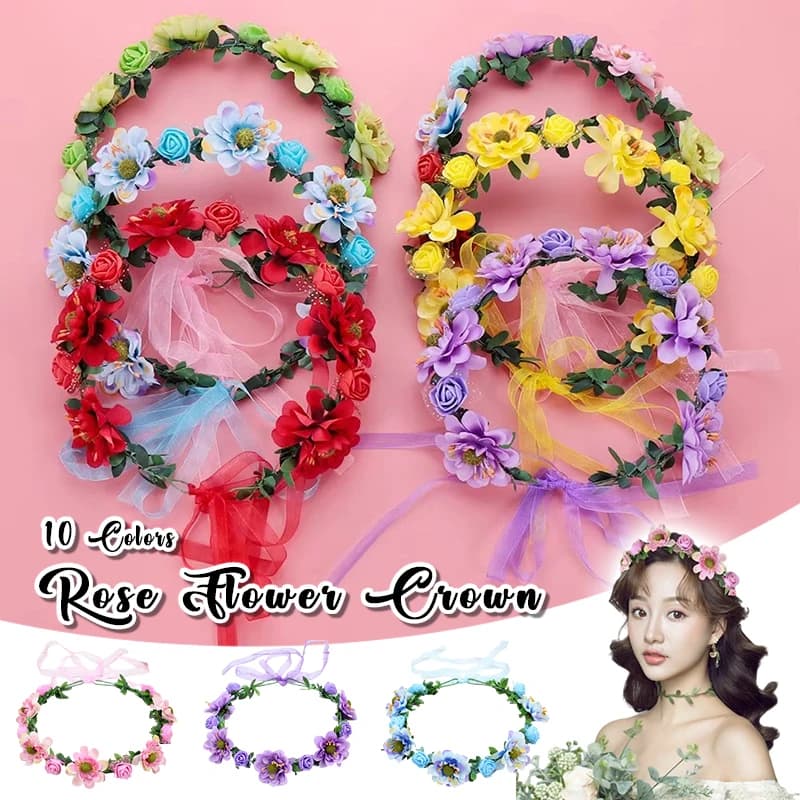 Adjustable Ribbon Head Wreath Women's Flower Crown for Hair Flowercrown Flowergirl Headpiece Wreath Bridal Flower Tiaras Circlet