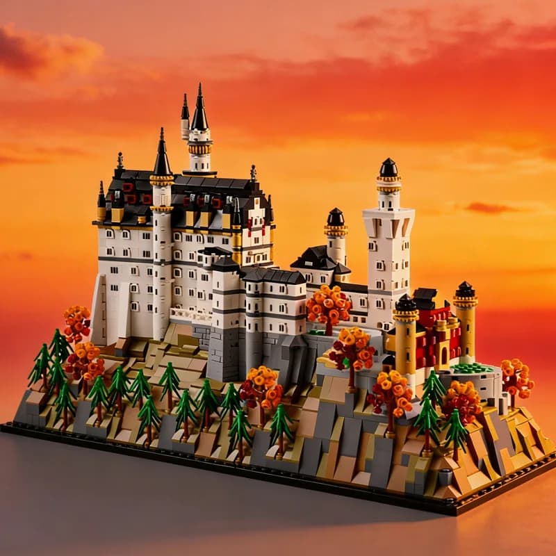 Natale promozionale 21063 Castello di Neuschwanstein Kit modello architettonico Paesaggio della foresta europea Blocchi di costruzione per regali