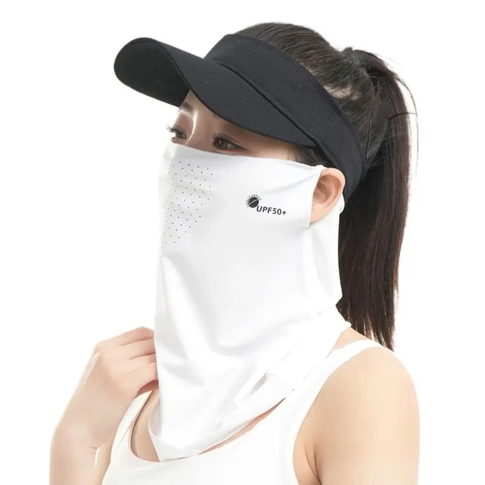 Maschera viso estiva in seta ghiaccio con protezione solare, scudo facciale per pesca, velo viso anti-UV semplice, copricollo