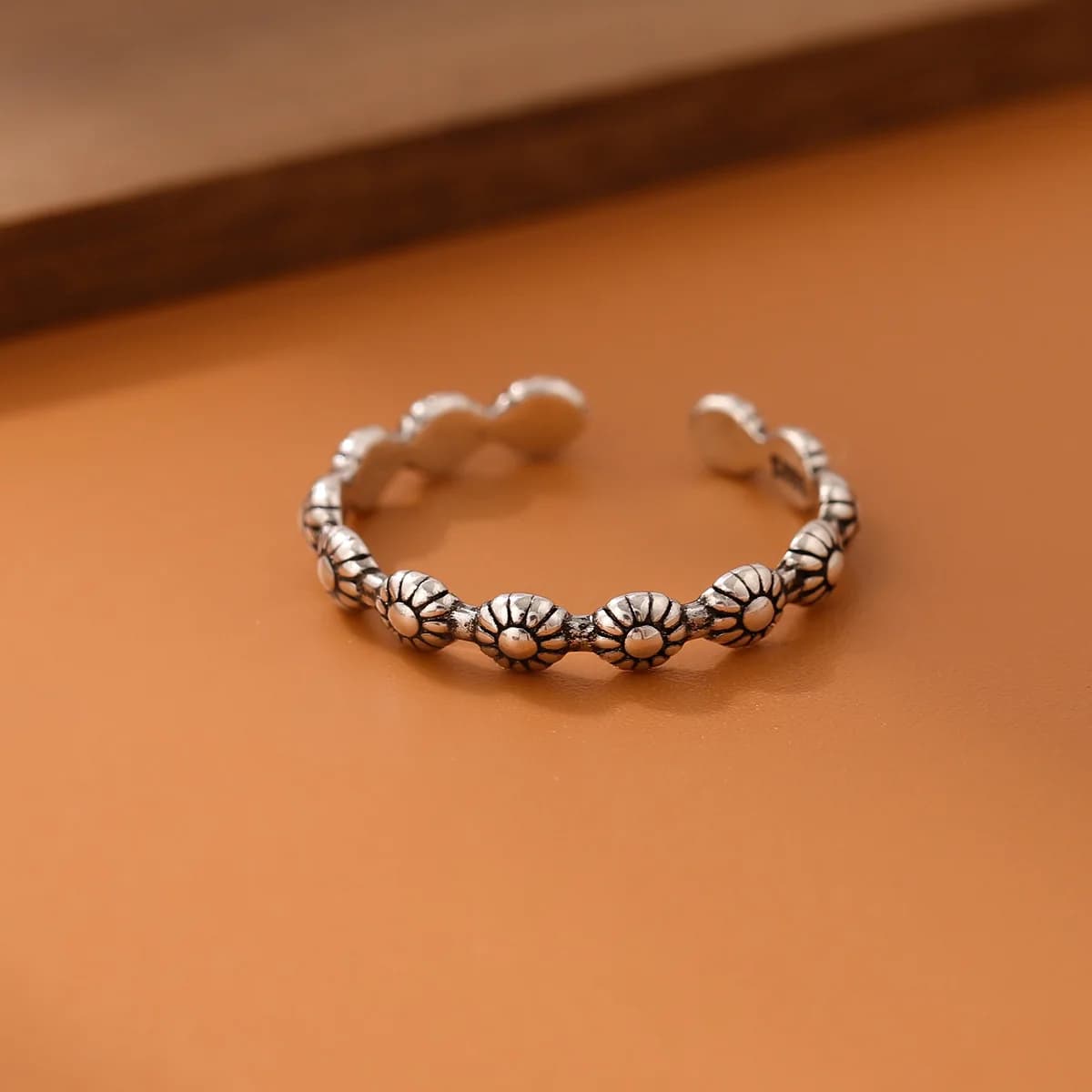 Retro Personality National Style Exquisite Flowers 925 Sterling Silver Jewelry Simple Female Opening Rings JZ018