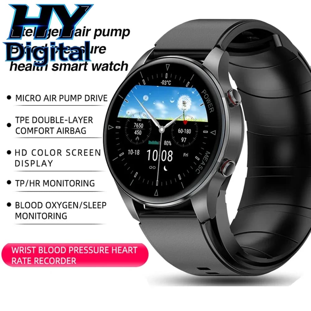 Smartwatch HY with Digital Air Pump and Pressure Gauge, Real Blood Pressure and Temperature Measurement, Intelligent Men's Watch