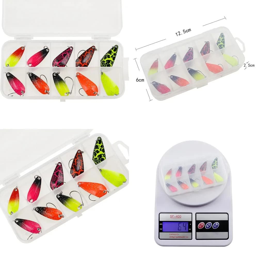 Lure Fishing Spoons Set 11pcs Metal Spinner Bait with Box for Trout Bass Fishing Tackle