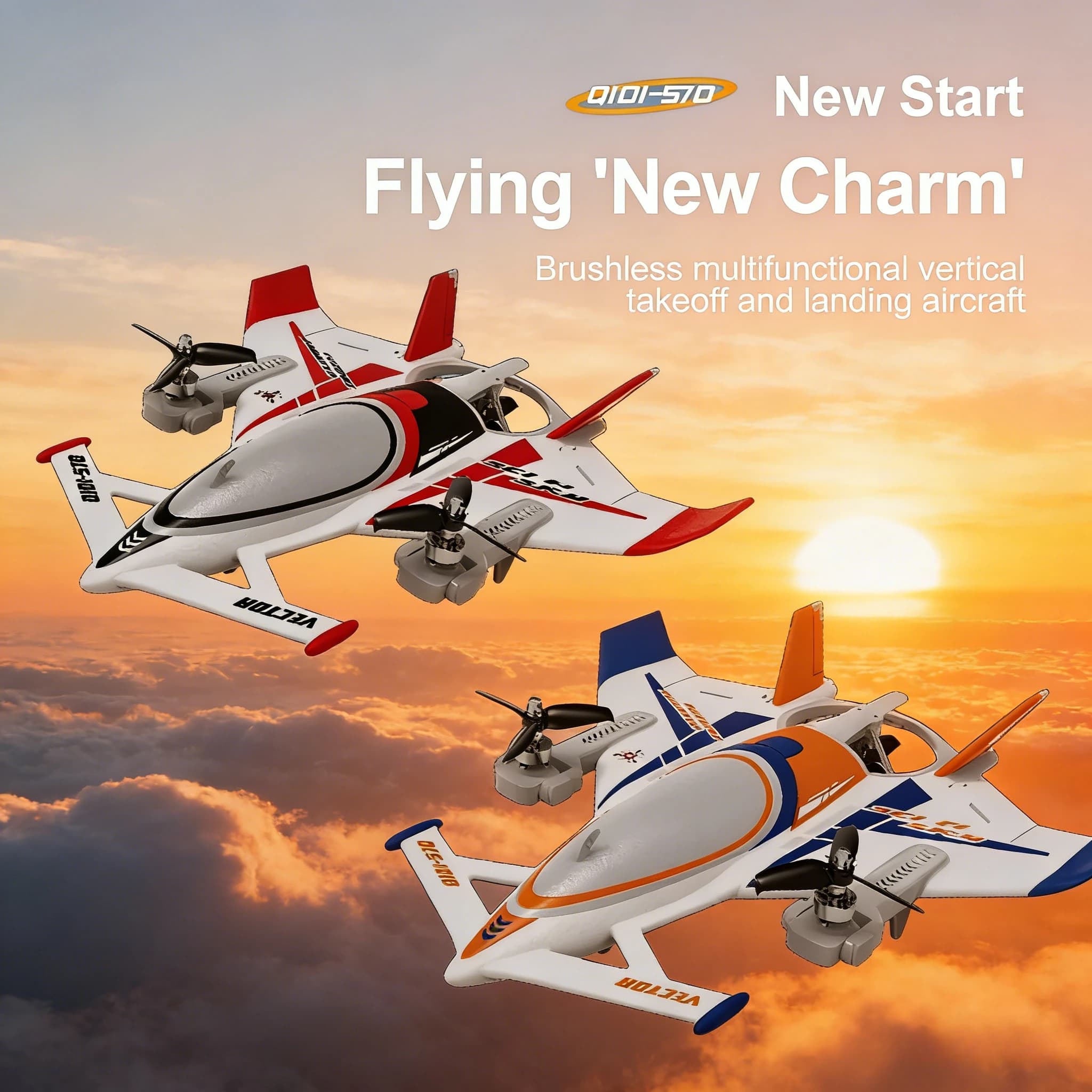 Aereo RC QIDI570 8CH Brushless, Aeroplano Telecomandato ad Ala Fissa, Aliante Elettrico 3D/6G, Elicottero RC, Modellino di Aereo Giocattolo