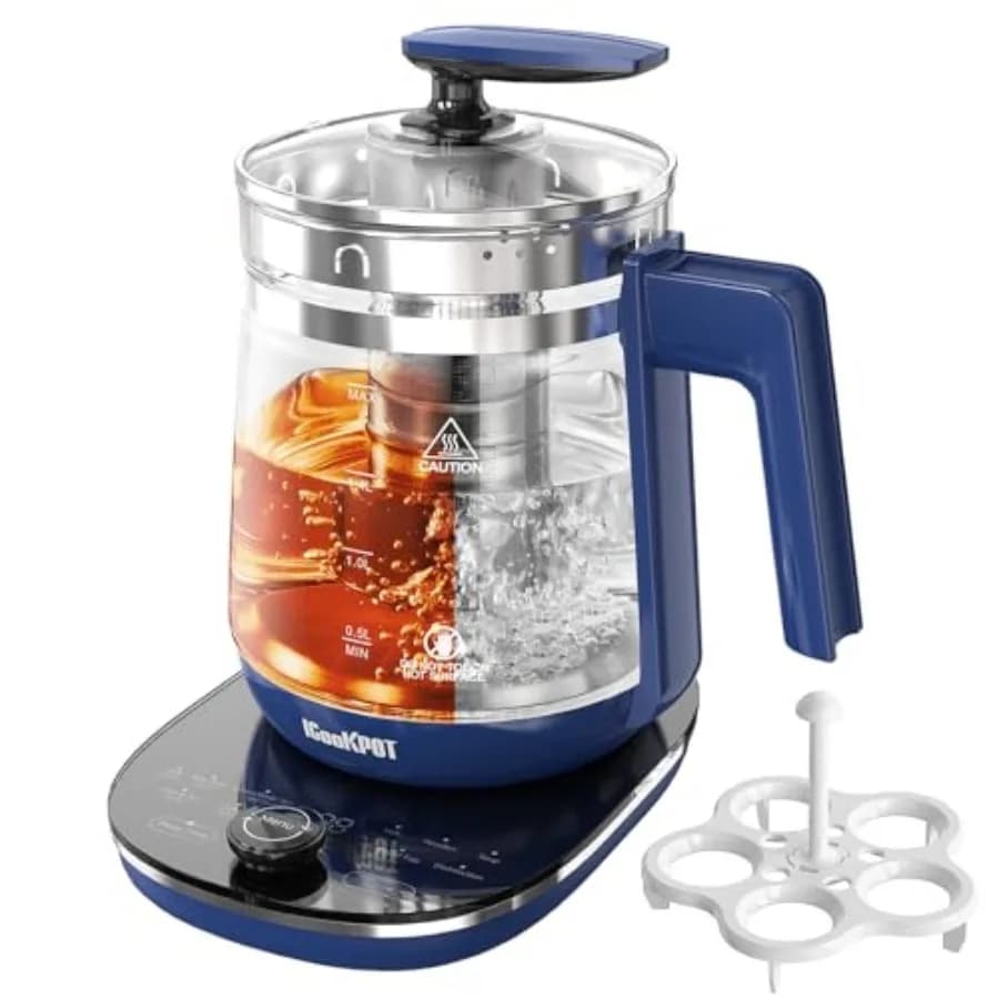 Bollitore Elettrico 1.5L in Vetro Borosilicato, per Acqua Calda, Caffè o Tè, Senza BPA, Spegnimento Automatico, Antimacchia