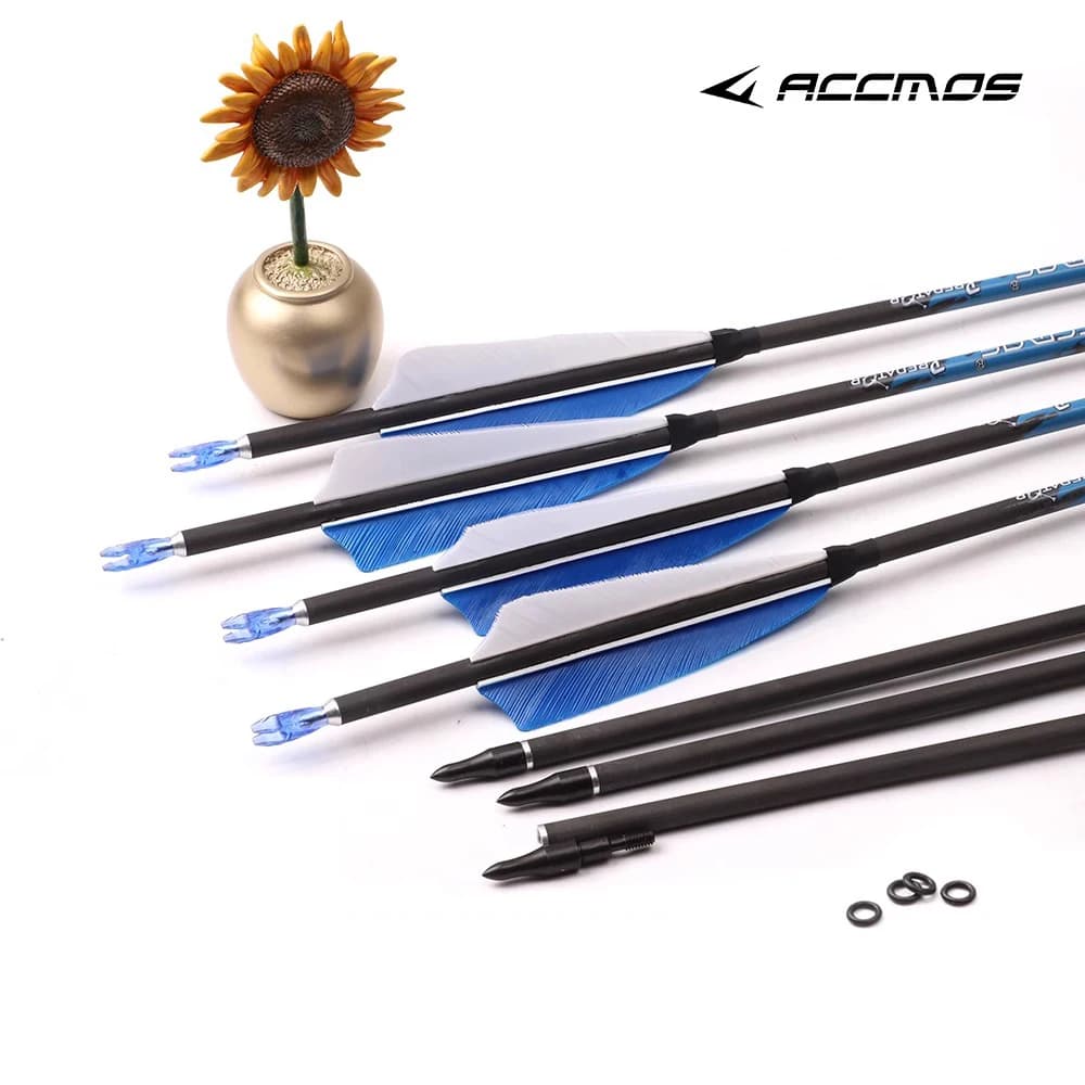 6/12PCS ID4.2mm ID6.2mm Pure Carbon Fiber Arrows Spine 300 350 400 500 600 700 800 900 1000 Complete for Target Archery Shooting