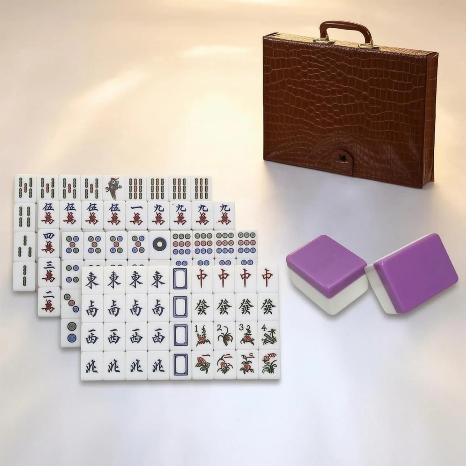37-Size Mahjong Tiles Standard Composition Hong Hong Kong-Style Mahjong Set Tile Game Printed Faces Polished