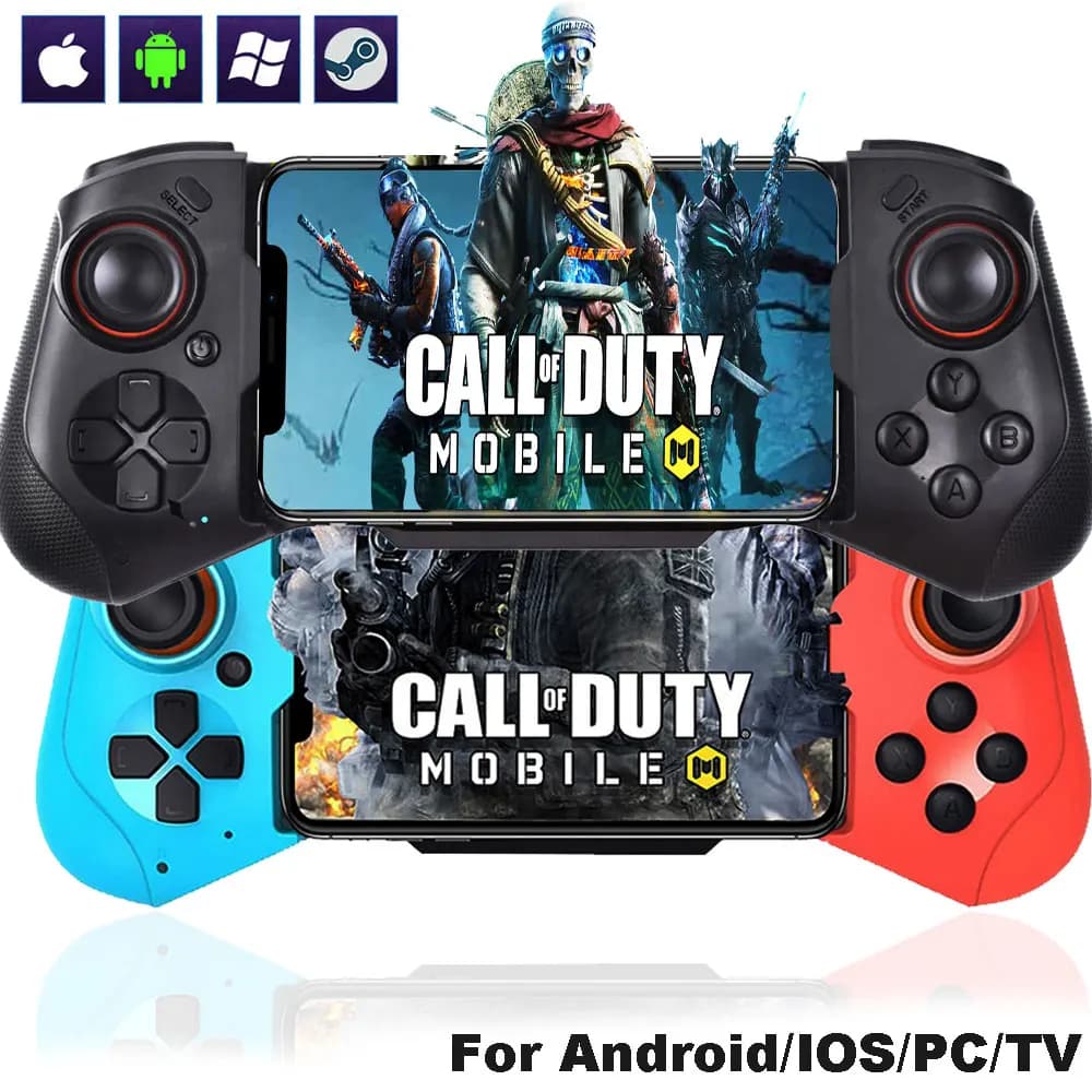 Mobile Phone Controller for iPhone/Android/Steam Wireless Gamepad Bluetooth Gaming Control Stretch Game Handle Joystick for PC