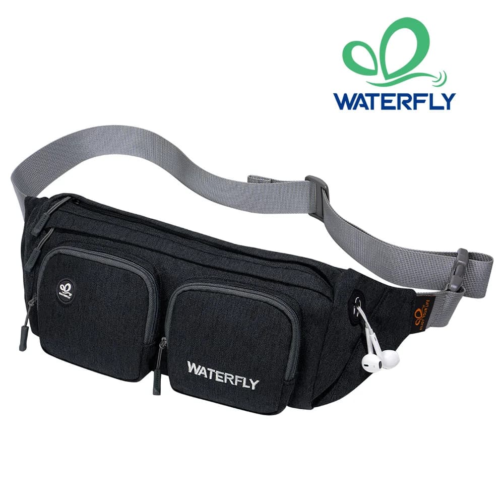WATERFLY Fanny Pack Waist Bag Travel Hip Pouch Bum Bag Plus Size Crossbody Fannie Pack Adjustable Belt For Man Woman Hiking