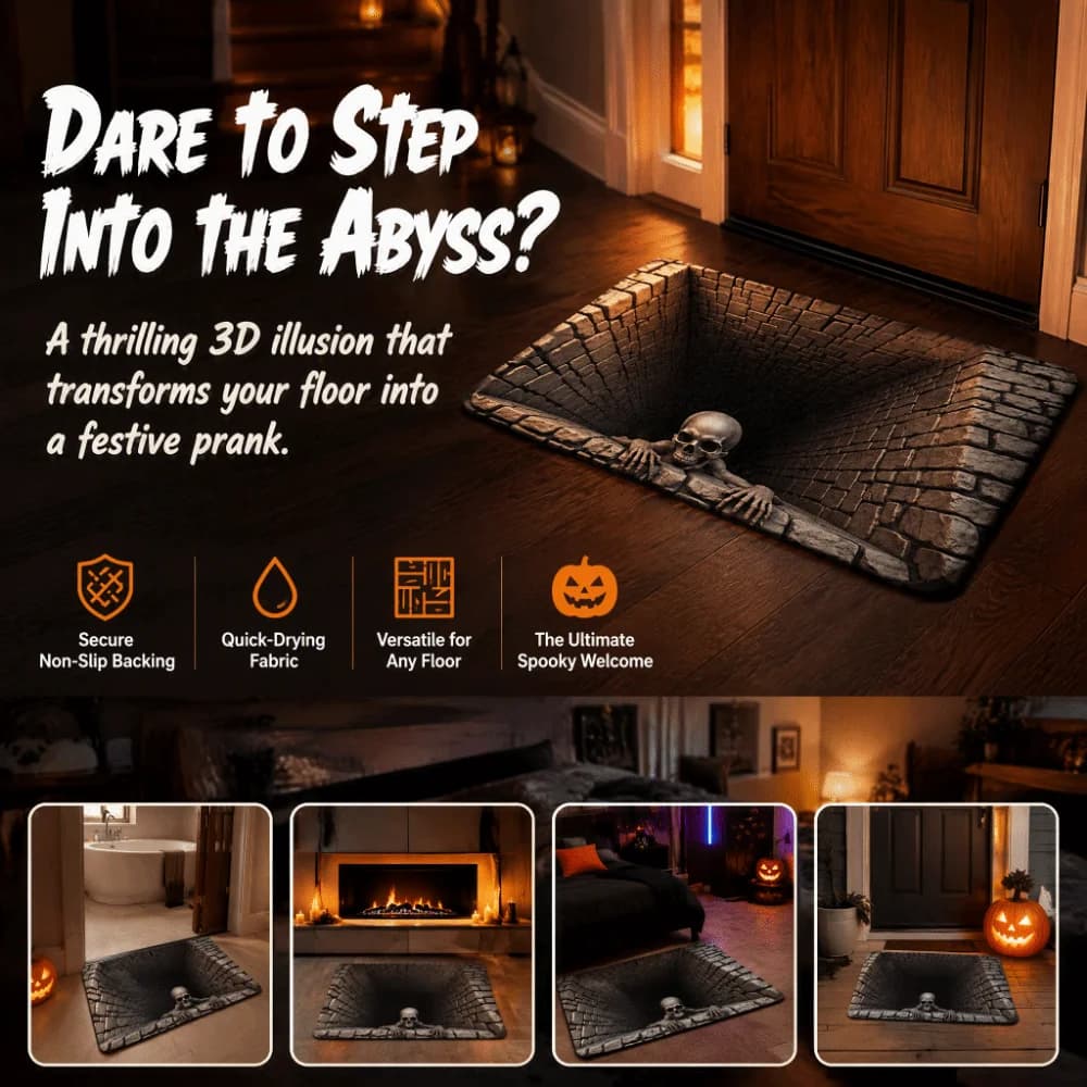 Halloween Halloween Optical Illusion Rug 3D Quick Dry Doormat Non-Slip Abrasion-Resistant Bathroom Carpet Bathroom