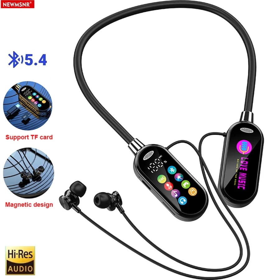 Batteria a lunga durata Suono HiFi Auricolari Bluetooth 5.4 con microfono HD Auricolari Cuffie wireless Cuffie sportive da gioco appese al collo