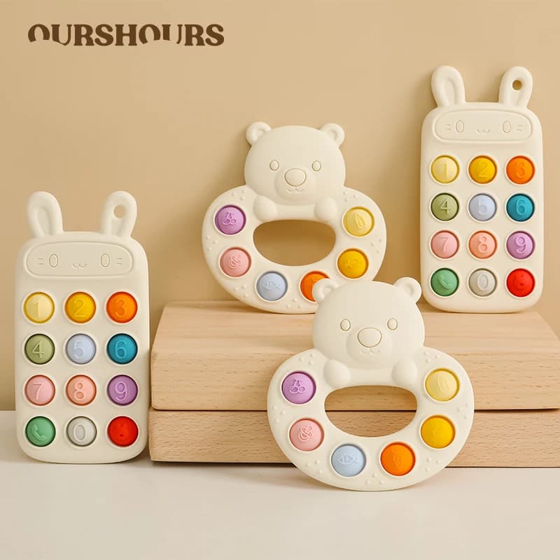 Cartoon Rabbit Phone Shape Baby Massaggiagengive in silicone BPA Free Cute Bear Design Dentizione Giocattoli per neonati Allattamento Massaggiagengive Roba per bambini