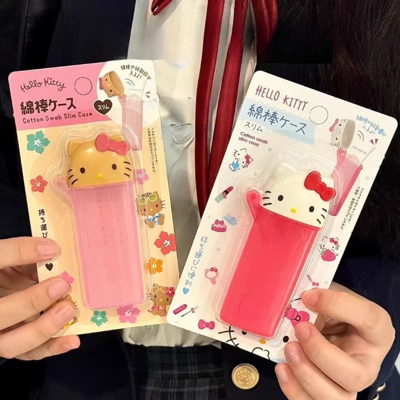 Scatola portaoggetti Kawaii Hello Kitty, simpatica scatola portaoggetti per stuzzicadenti e cotone idrofilo a tema anime My Melody, mini contenitore portatile da viaggio