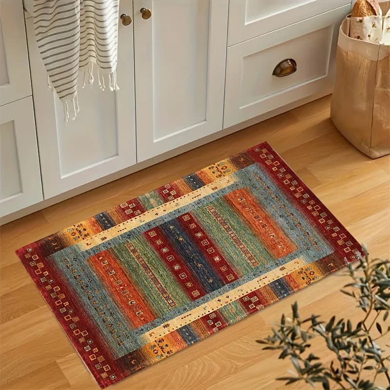 VIKAMA Bohemian-style Carpet Red Festive Door Mat Welcome Mat Kitchen Rug Soft Rug For Bedroom Carpet For Living Room Home Decor