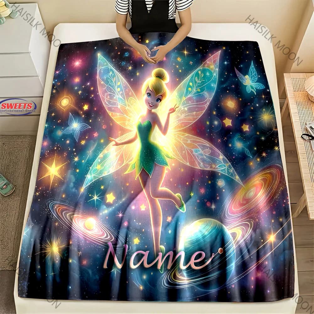 Coperta Personalizzata 3D con Tinker Bell, Coperta per Ufficio con Nome Personalizzato, Coperta per Aria Condizionata, Regalo con Consegna Rapida