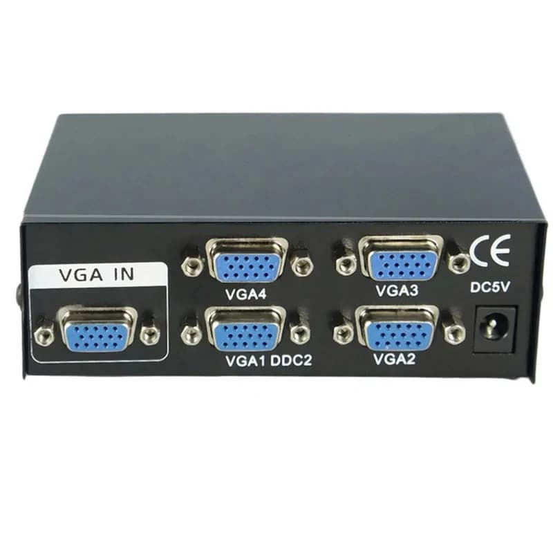 Amplificatore di Segnale VGA HD 4*1, Splitter e Switch a 4 Porte, Commutatore Video VGA SVGA per Schermo Largo, 1 Ingresso 4 Uscite per Monitor e Proiettore