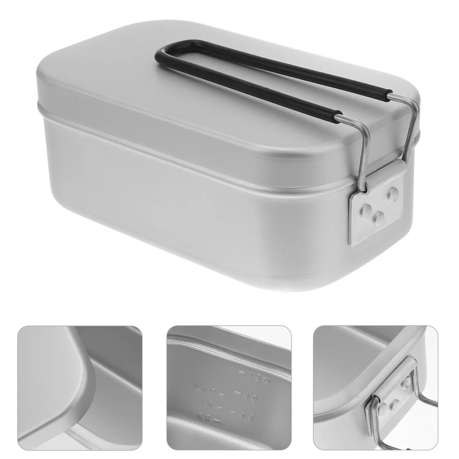 Aluminum Camping Lunch Box Food Container for School Hiking Picnic Outdoor Cooking Lightweight Rust Resistant Smooth Edge Tin