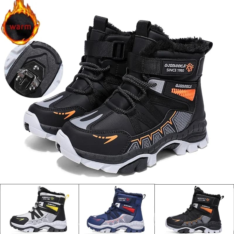 Stivali da neve per bambini all'aperto Moda invernale Stivali da trekking in peluche caldi e alti Comodi scarpe da passeggio antiscivolo Scarpe da ginnastica da esterno per ragazzo